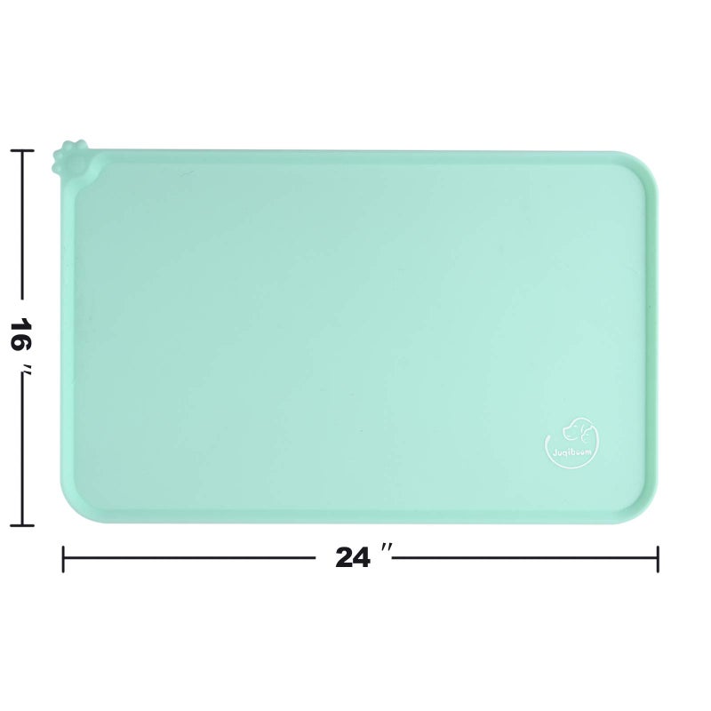 Juqiboom Silicone Waterproof Dog Cat Pet Feeding Mats, Non Slip, Easy Clean Pet Dog Cat Bowl Mats Placemat (24" x 16") Green - Image 3